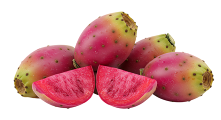 Fresh Prickly Pear Cactus Fruit Isolated on Transparent Background