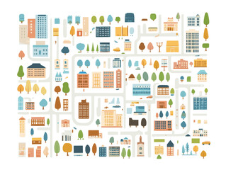 Obraz premium Flat City Map Elements – Vector Icons
