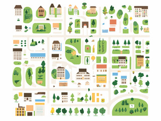 Flat City Map Elements – Vector Icons