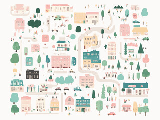 Flat City Map Elements – Vector Icons