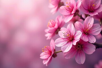Obraz premium Bold, vibrant sakura print, densely packed blooms, rich color, blossom, floral design, flower
