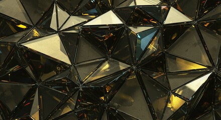 Fototapeta premium Abstract Geometric Background Dark Gold Triangular Glass Mosaic Texture