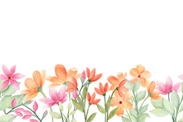Watercolor flowers background vector for design.