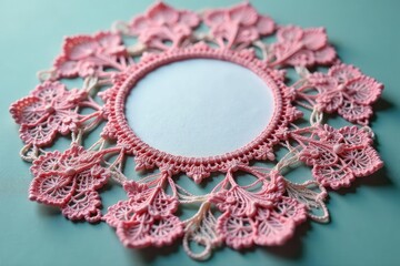 Obraz premium Intricate floral lace doily, delicate texture, aesthetic, pattern, craft