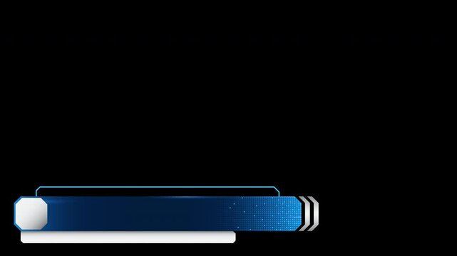 Futuristic design lower third banner animation. Broadcast news lower third banner template design. Video headline title. Transparent background with alpha channel