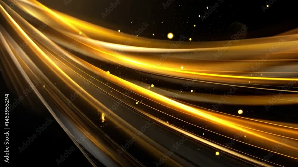 Poster dynamic golden light streaks create elegant abstract background, showcasing motion and texture, whil