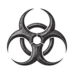 biohazard symbol woodcut engraving vector illustration