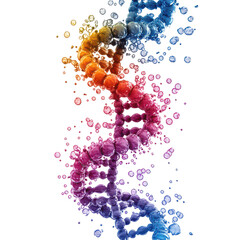 Colorful abstract DNA strand isolated on white png double helix graphic png molecular structure png scientific illustration png transparent background image
