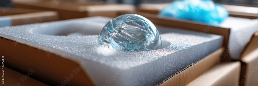 Aufkleber Fragile Glass Object Securely Enclosed in Foam Packaging While Packed for Safe Transport Generative AI