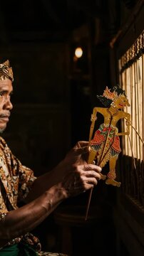 Artist creates intricate puppets for a nighttime storytelling performance