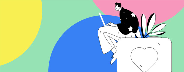 Communicate with consultants flat vector character concept operation hand drawn illustration
