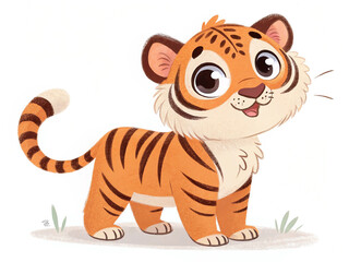 Cute tiger cartoon on a white background