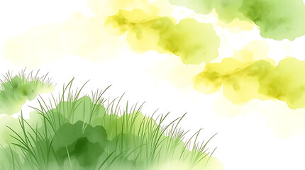 Obraz premium green grassland landscape isolated on white or transparent png