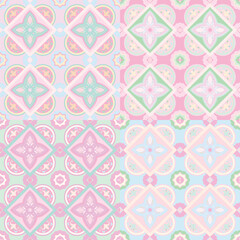 Vintage pink floral seamless pattern with heart and damask elements for textile or wedding design