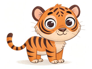 Cute tiger cartoon on a white background