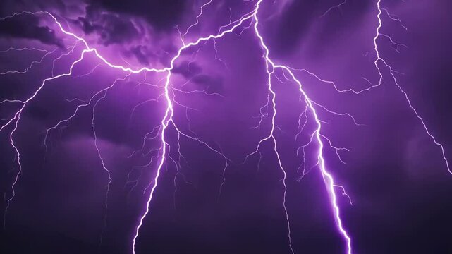 Purple Lightning Storm at Night