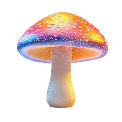 Colorful glowing mushroom isolated on white png neon glowing toadstool png psychedelic mushroom png fantasy plant light png transparent background image