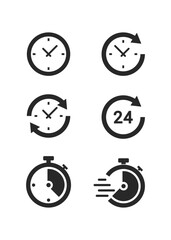 Minimal Set of Time and Clock Glyph Icons stock illustration