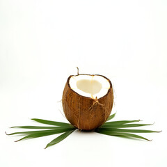 coconut with leaves