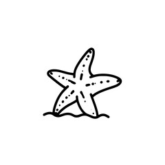 Minimalist starfish vector illustration showcasing beach and ocean themes. Perfect for summer designs, marine decor, and travel graphics. Trendy black and white coastal art.