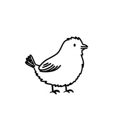 Charming doodle of a bird in minimalist vector style, perfect for children's designs, educational materials, and nature-themed projects. Simple line art illustration.