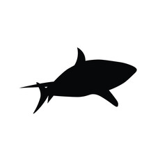 Shark isolated design illustration with black silhouette color suitable to your brand, fish design, shark design, template, sticker, business, and more