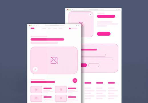 Minimal Wireframe Landing Page Design Layout for Website or App Development