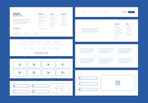 Footer Wireframe UX UI Design Template