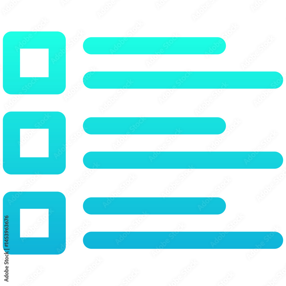 Poster list menu vector icon, index, bullet, layout, user interface, user experience, line gradient style i