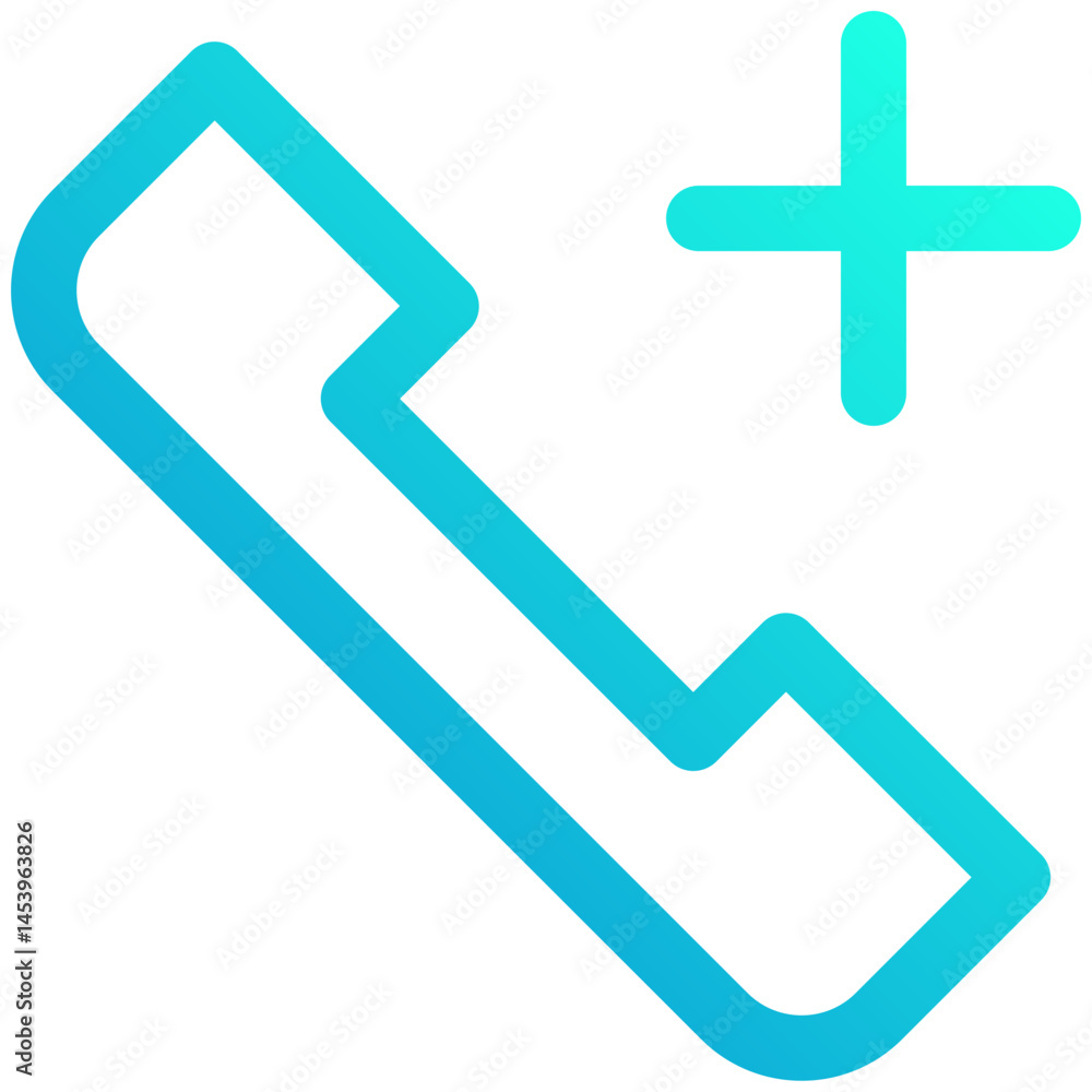 Poster telephone vector icon, phone call, add call vector icon, user interface, user experience, line gradi