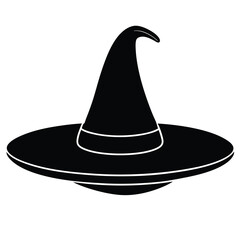 floating witch hat silhouette vector illustration