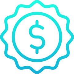 Dollar Sign Sticker Vector Line Gradient Icon.