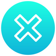 Fototapeta premium Cross Button Vector Silhouette Gradient Icon.