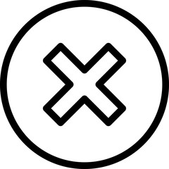 Cross Button Vector Line Icon.