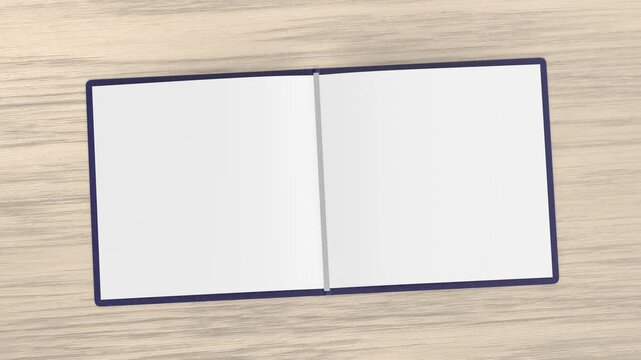 Top view of blank restaurant menu on wooden table