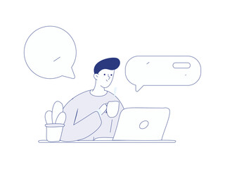 Communicate with consultants flat vector character concept operation hand drawn illustration
