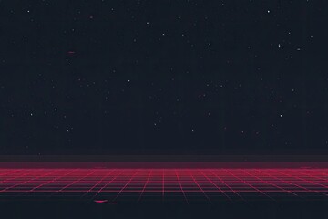 Retro futuristic grid landscape