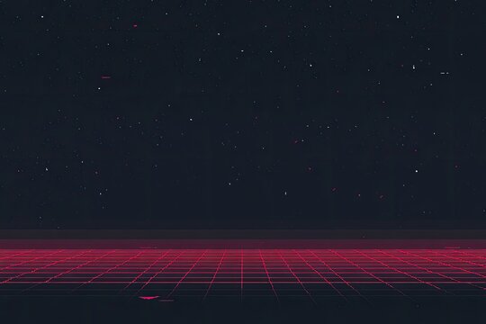 Retro futuristic grid landscape