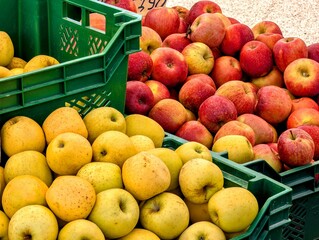 Valdichiana apples on display at a local market in Tuscany