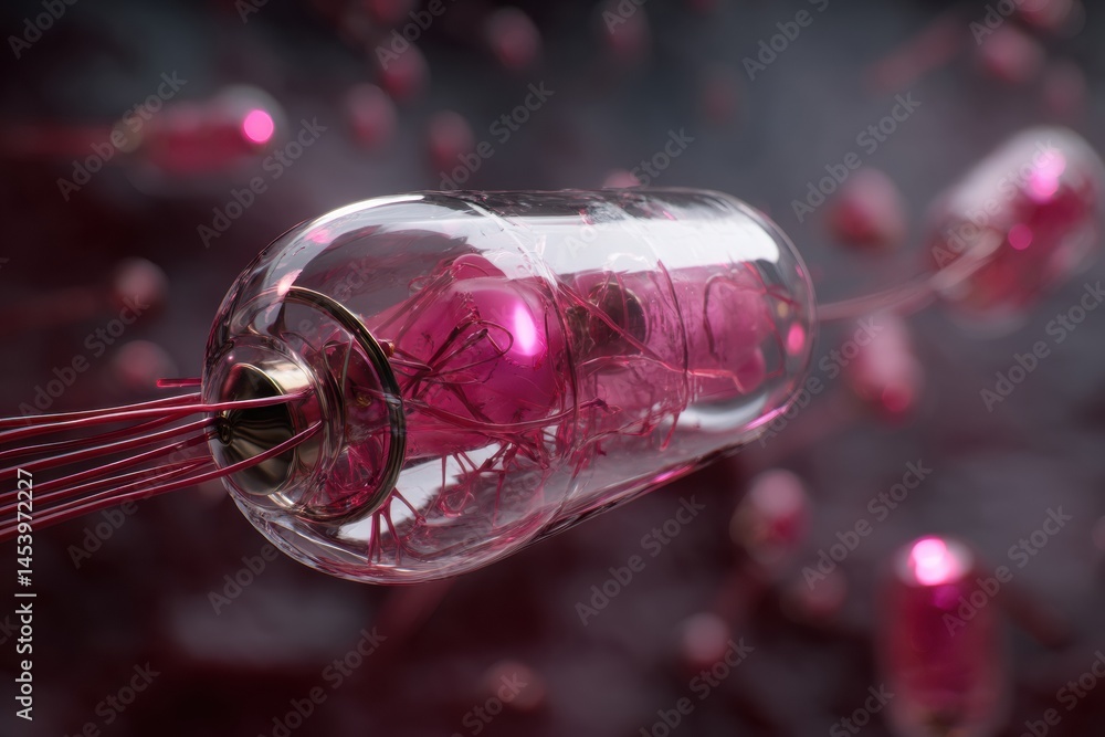 Leinwandbilder Futuristic Nanobot Capsule Navigating Through a Blood Vessel With Dynamic Interaction and Advanced Technology at a Microscopic Level Generative AI