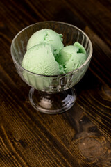 cold ice cream with mint flavor and smell, natural ice cream with mint flavor