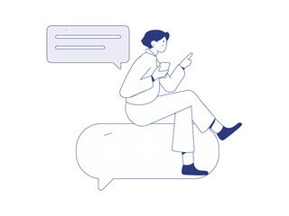 Communicate with consultants flat vector character concept operation hand drawn illustration
