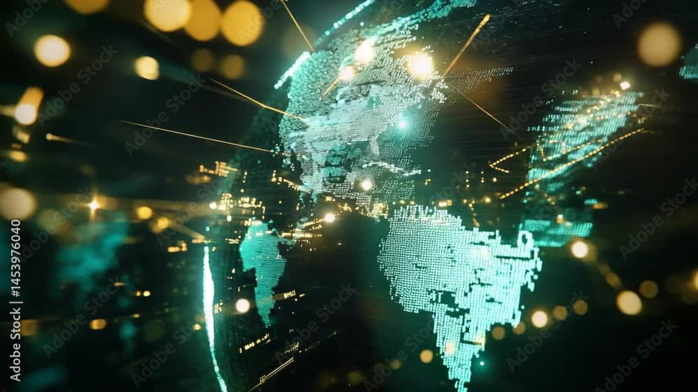 Aufkleber abstract digital earth globe with glowing connections and data visualization