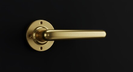 Elegant Brass Door Handle on Black Background: A Minimalist Design