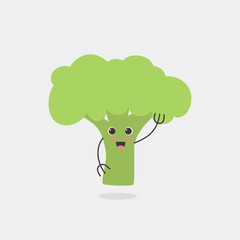 Cute cartoon style bright green broccoli vector, suitable for healthy, children