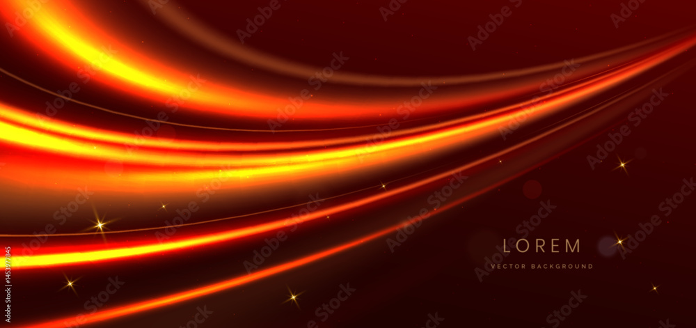 Poster red elegant glowing background with red curve rays and lighting effect sparkle.
