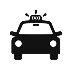 Obraz premium Minimalist Black and White Taxi Vector Icon, for Transportation Apps