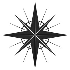 Fototapeta premium Minimalist black and white vector star, navigation symbol for websites