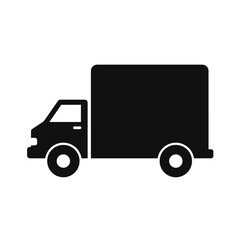 Fototapeta premium Delivery truck vector icon, black and white, for logistics websites