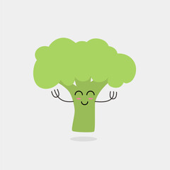 Cute cartoon style bright green broccoli vector, suitable for healthy, children